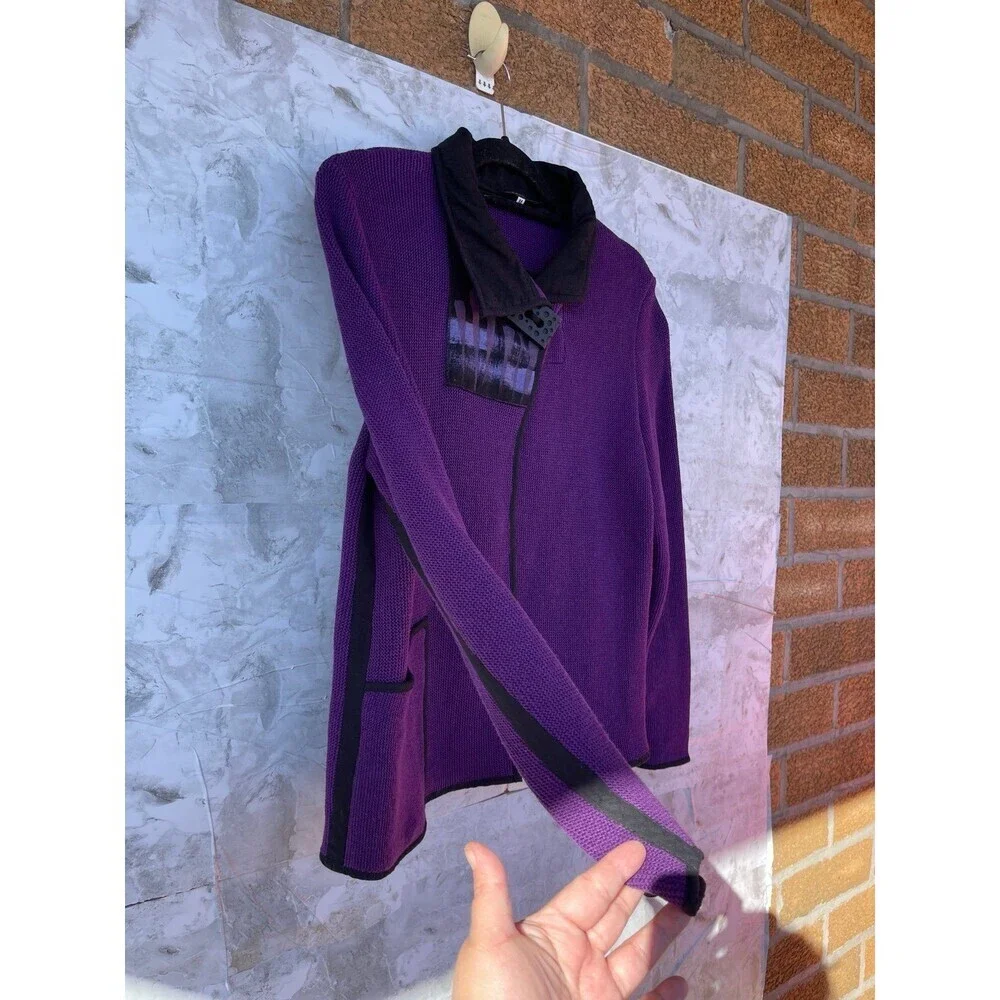 Vintage Jaskar Purple Knit Sweater | Hand Painted Whimsigothic Eclectic Core M